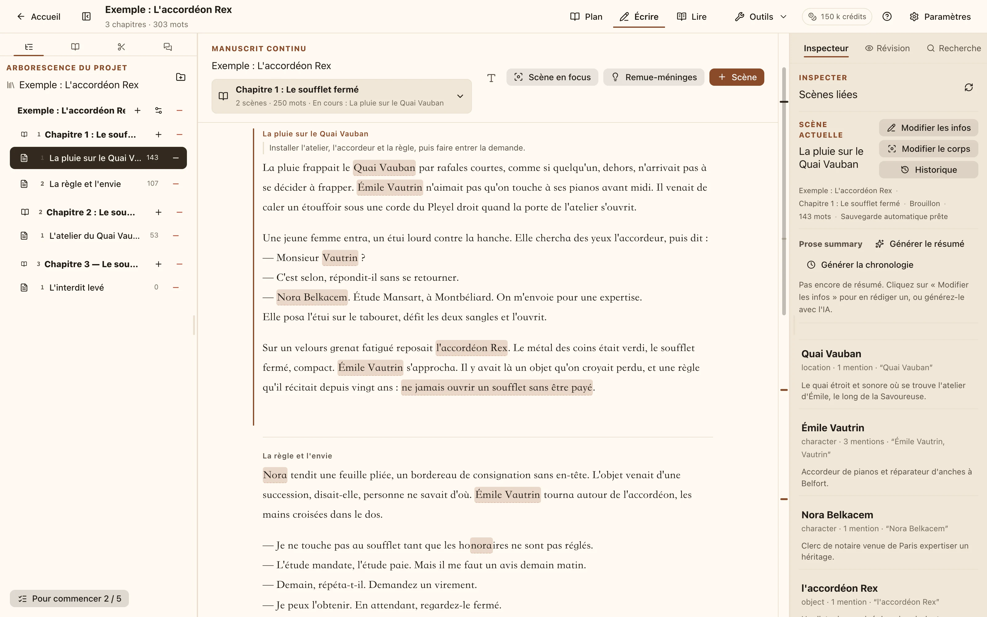 Interface de l’espace de travail